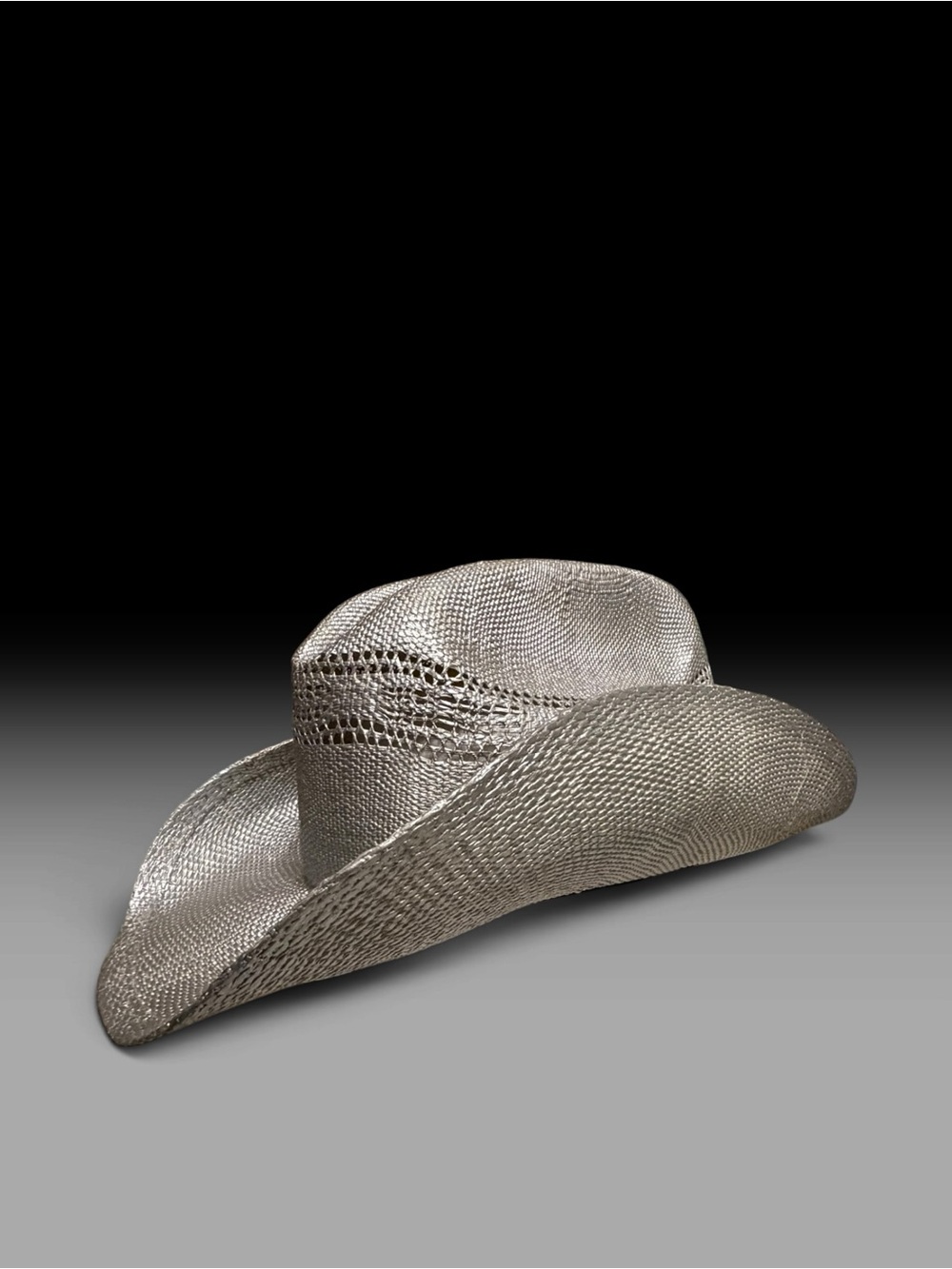 NWT Peter Grimm silver metallic woven straw cowboy hat